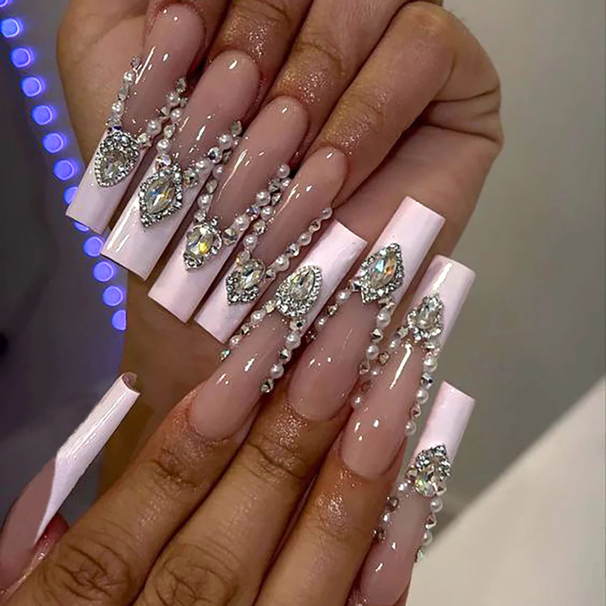 24Pcs Long Square Head Press on Nails