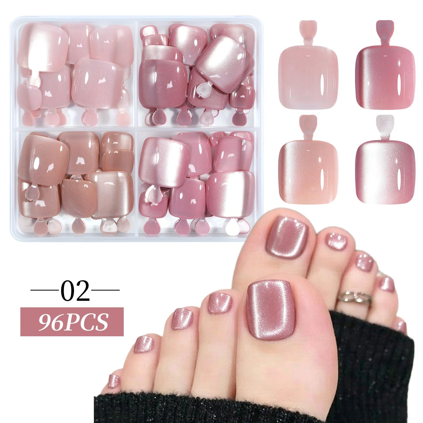 96pcs/Box French/Cat Eye Press On Nails