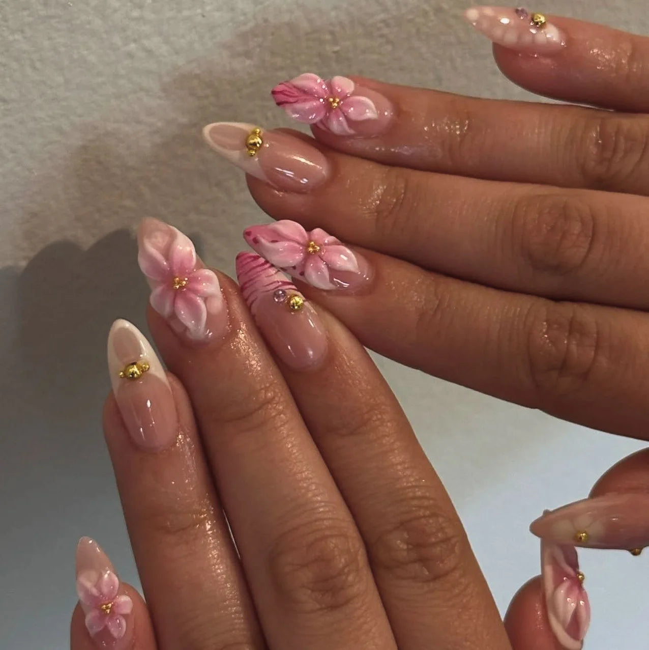 24pcs French Almond Press on Nails