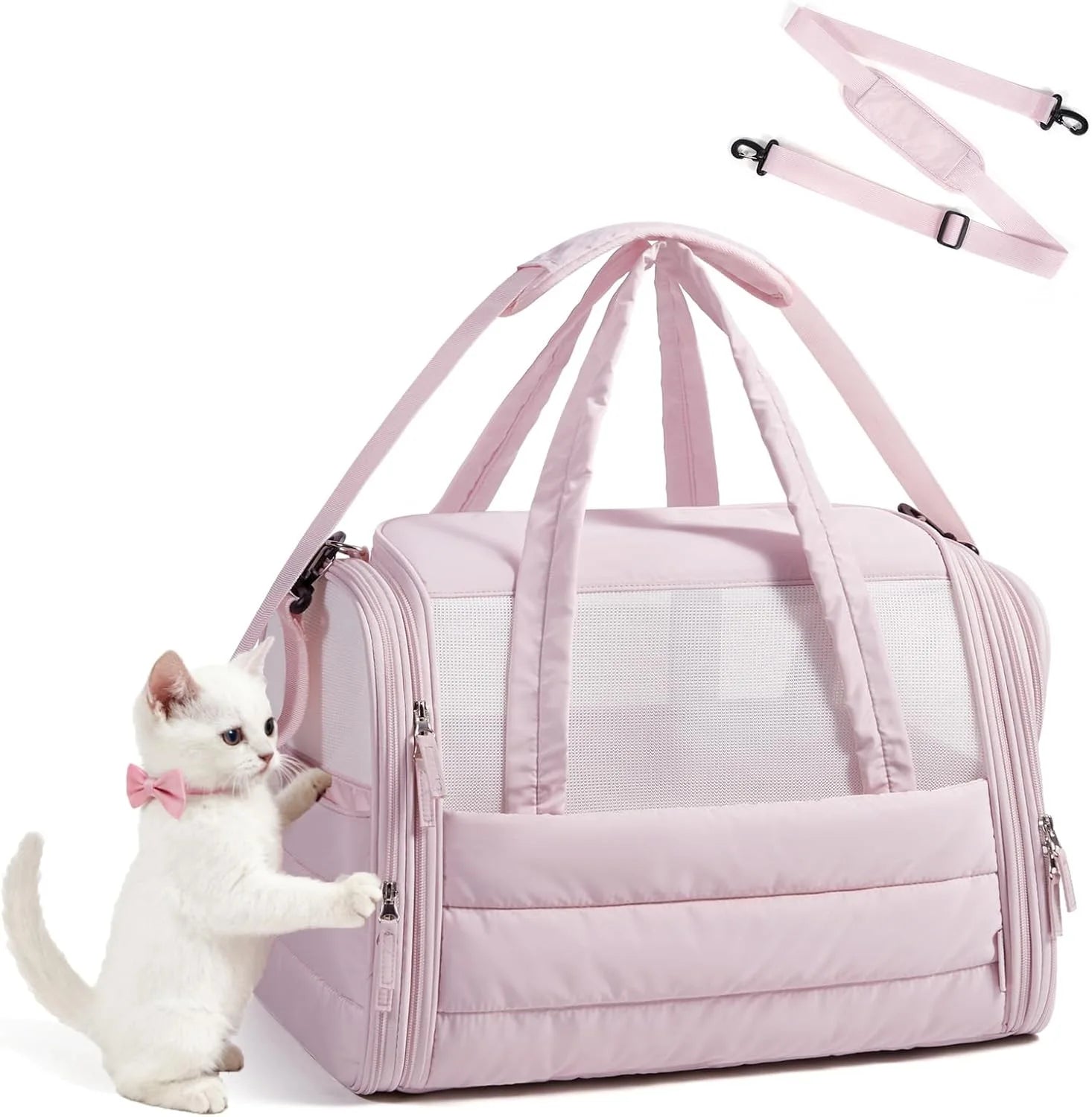 Soft Sided Pet Carrier Bag Foldable Breathable Cat Dog Travel Bag