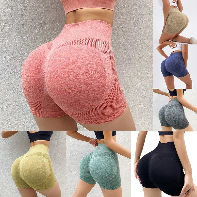 Women Cycling Jogging Fitness High Waist Push Up Gym Shorts