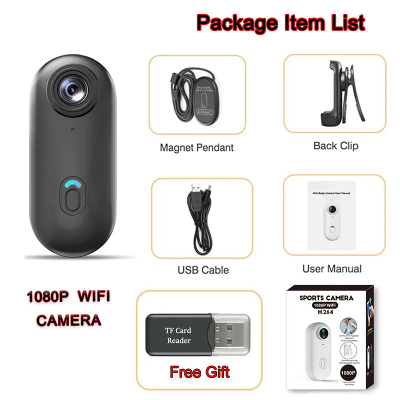 Pocket 4K Mini Camera Magnetic Vlog Outdoor Sports Cycling Cam WiFi Bodycam Video Recording Bike Motorcycle Waterproof Camcorder