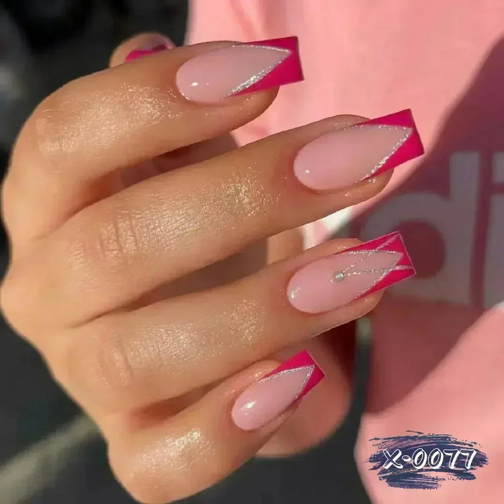 24Pc Short Square Coffin Acrylic Nails Set