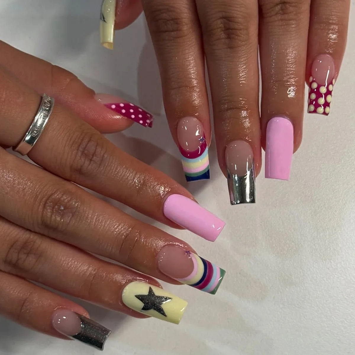 24PCS Medium Square Press on Nails
