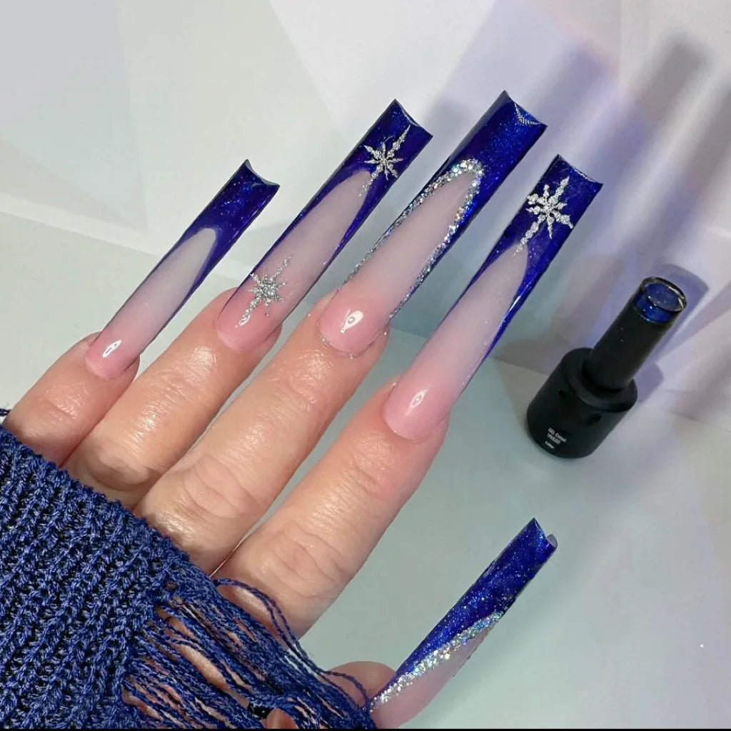 24pcs Glitter Pink Sequins Press on Nails