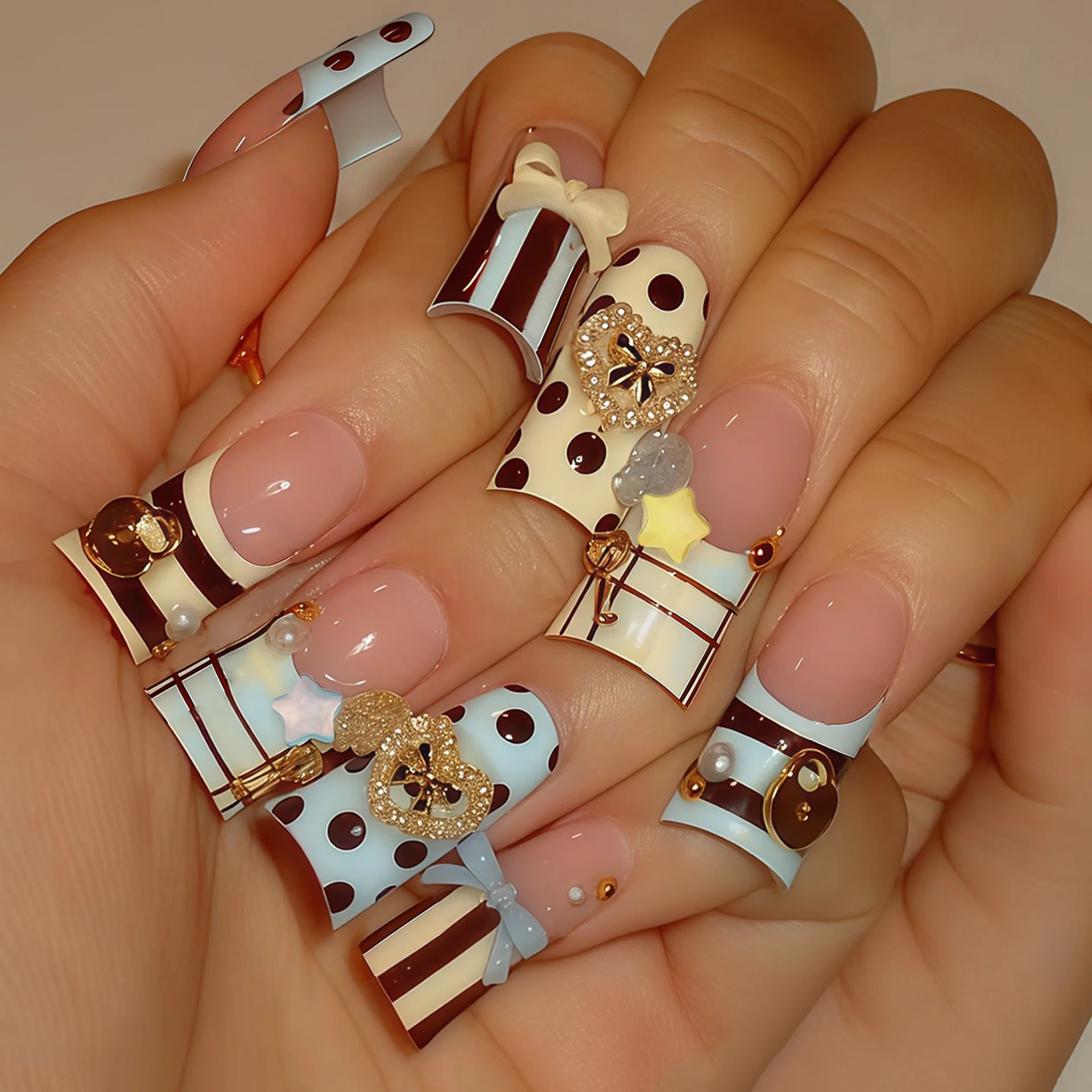 24PCS Medium Square Press on Nails