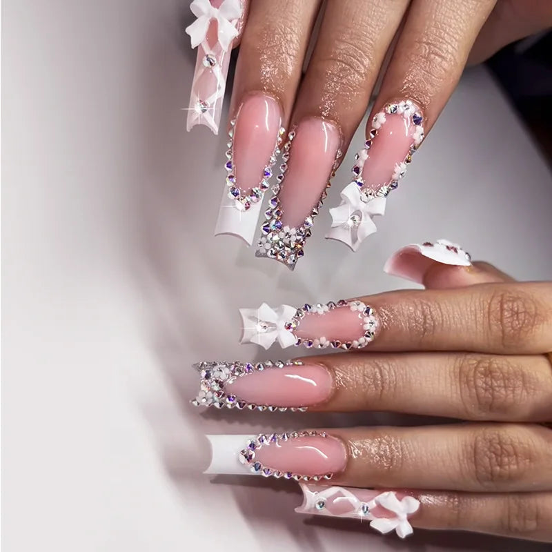 24Pcs Long Square Press on Nails