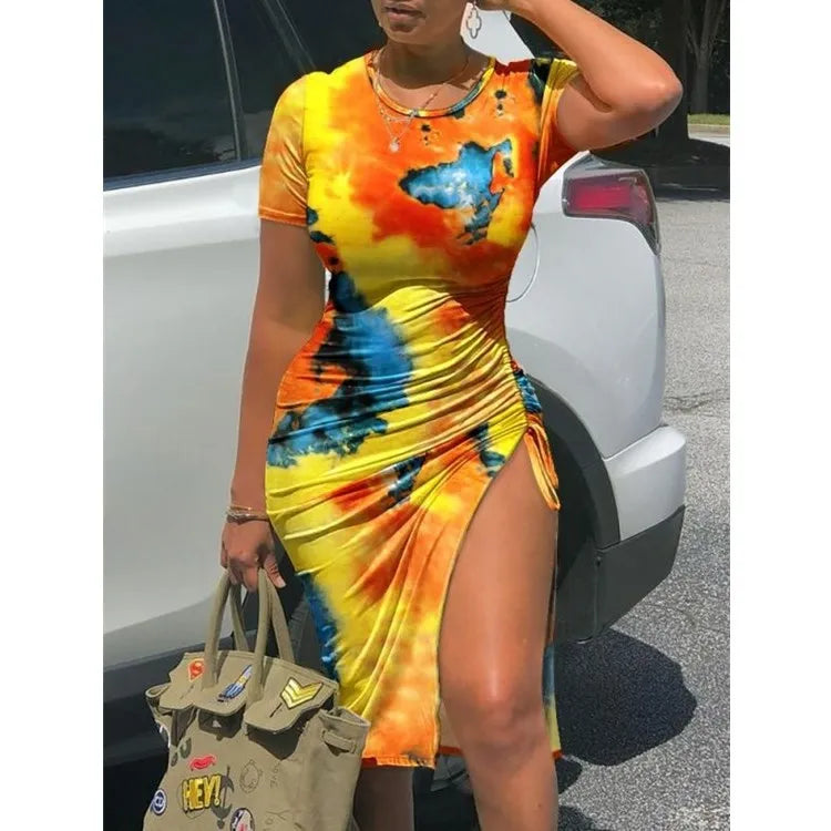 Trendy Printed Slim Midi Dress