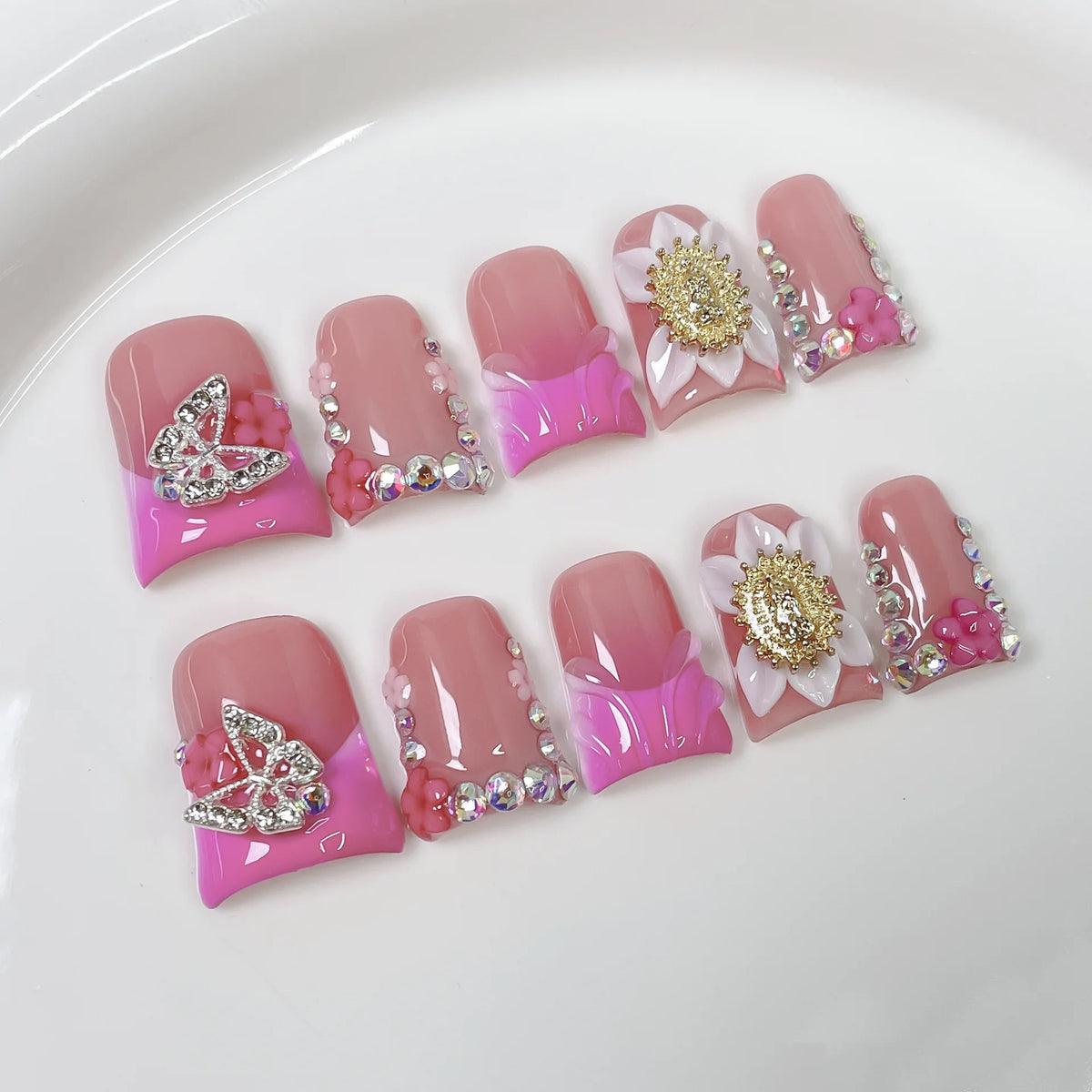 10pcs Ocean Style Duck Bill Press on Nails