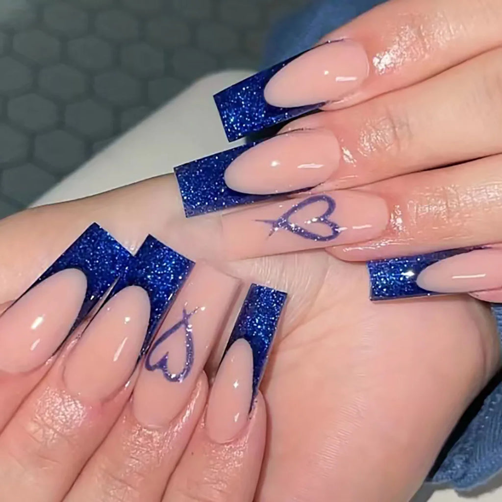 24Pcs Long Square Press on Nails