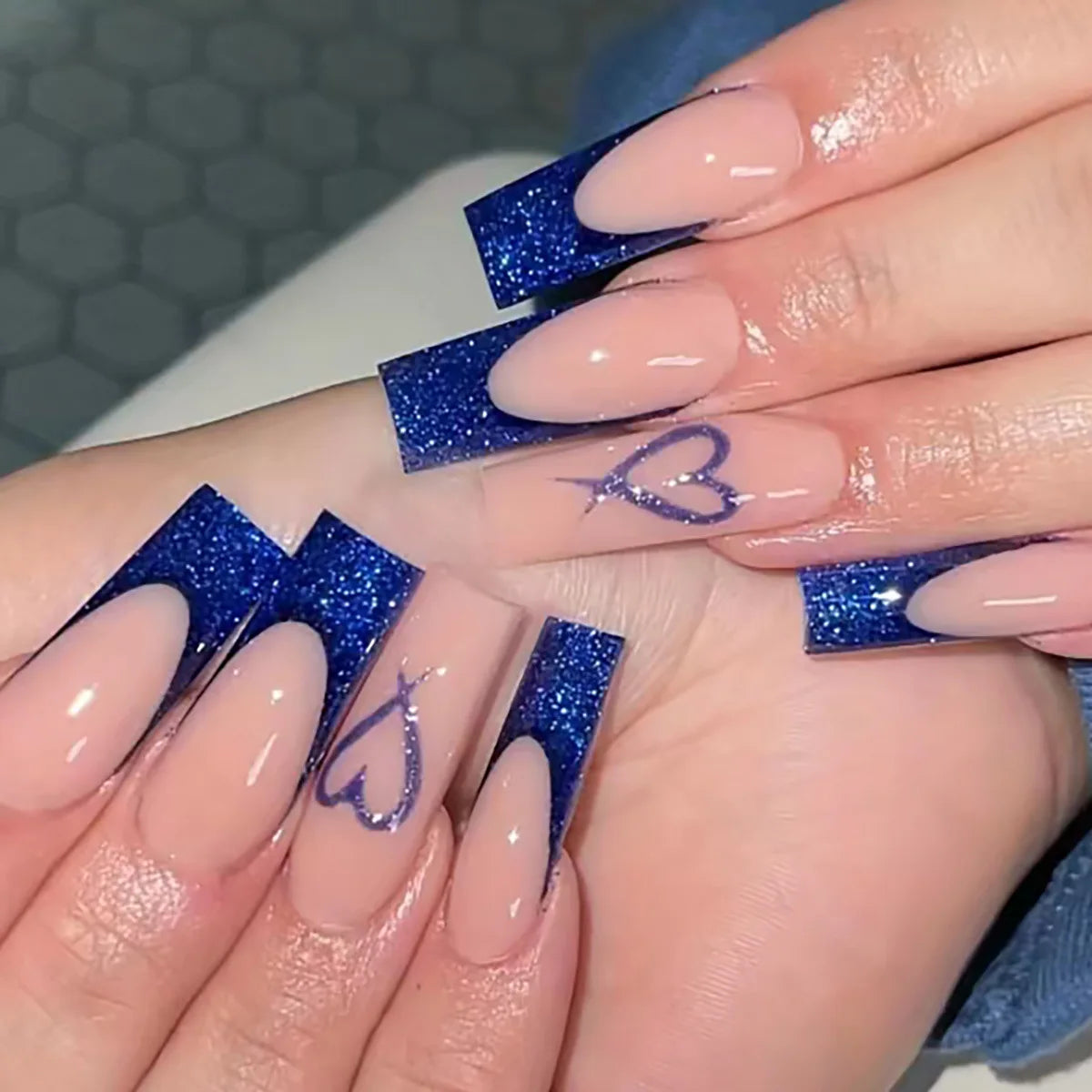 24Pcs Long Square Press on Nails