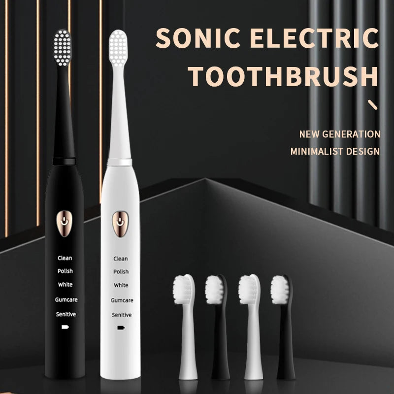 Jianpai Adult Black White Classic Acoustic Electric Toothbrush