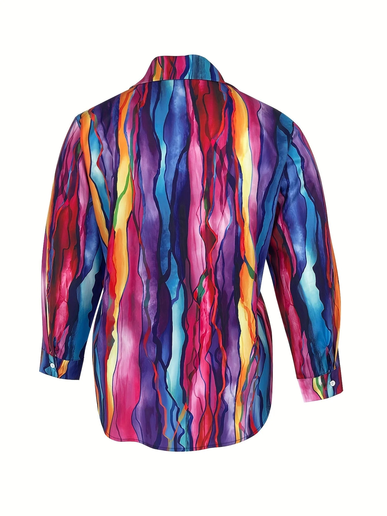 Plus Size Women's Colorful Tie Dye Print Button Down Shirt