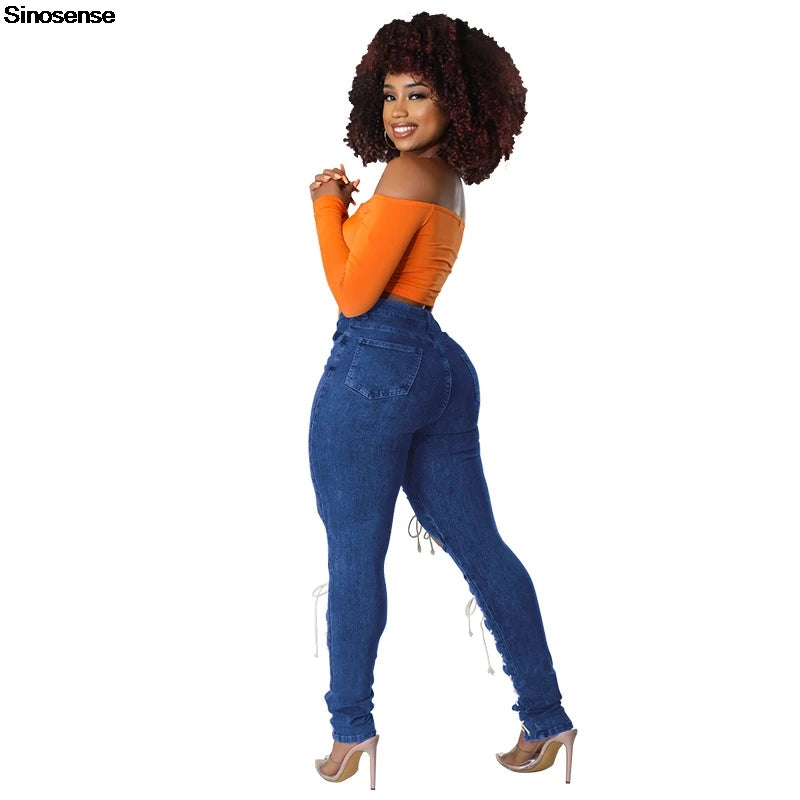 Women's Lace Up Skinny Jeans