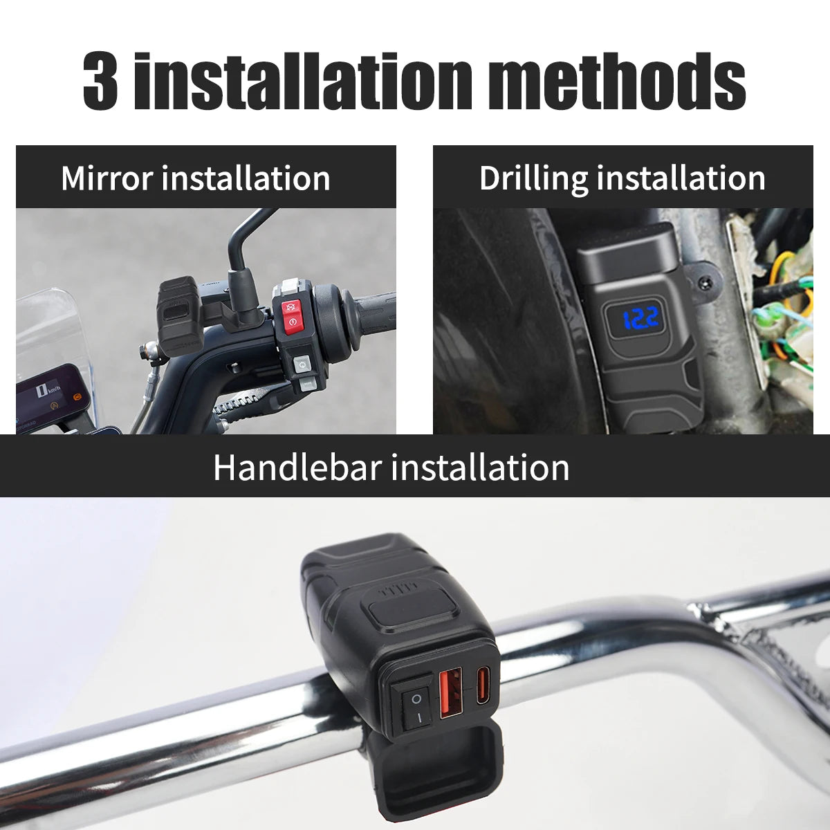 Motorcycle TYPE-C USB Socket QC3.0 Fast Charger
