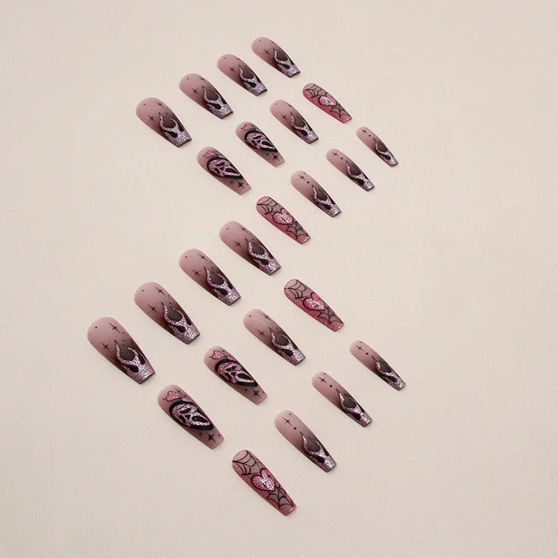 24pcs Glitter Pink Sequins Press on Nails