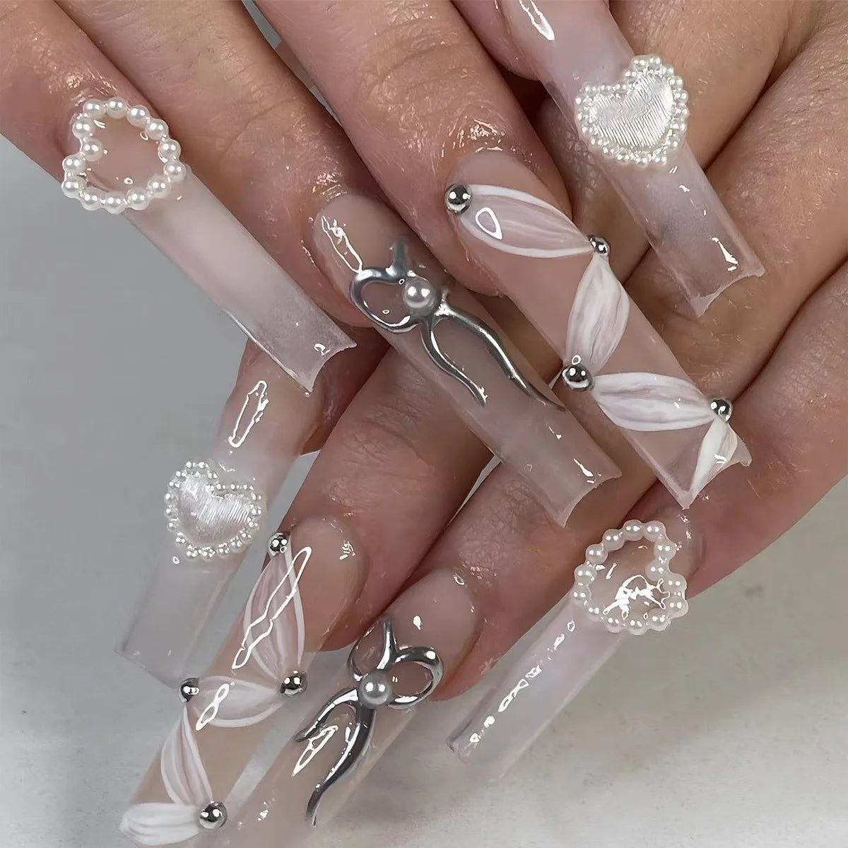 24Pc Long Coffin Press on Nails