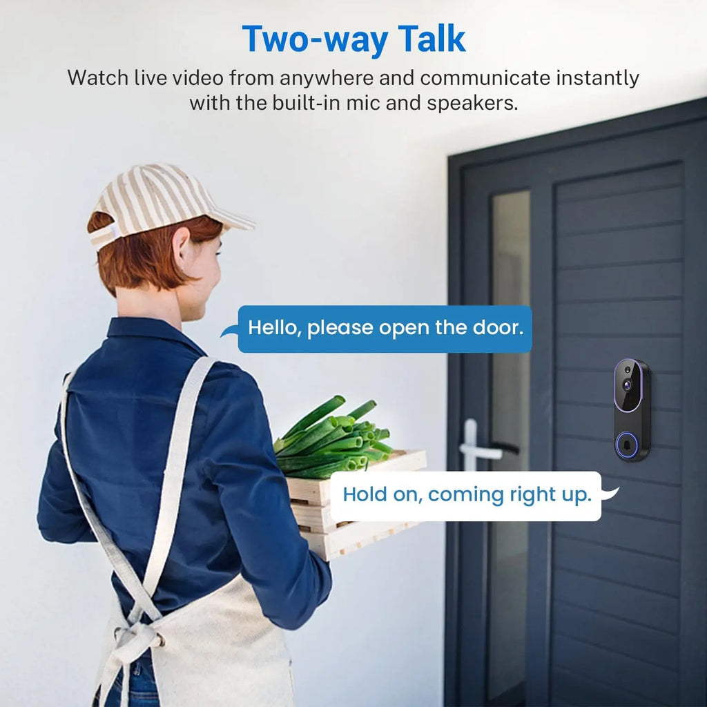 Smart Wireless Video Doorbell Camera with AI Detection