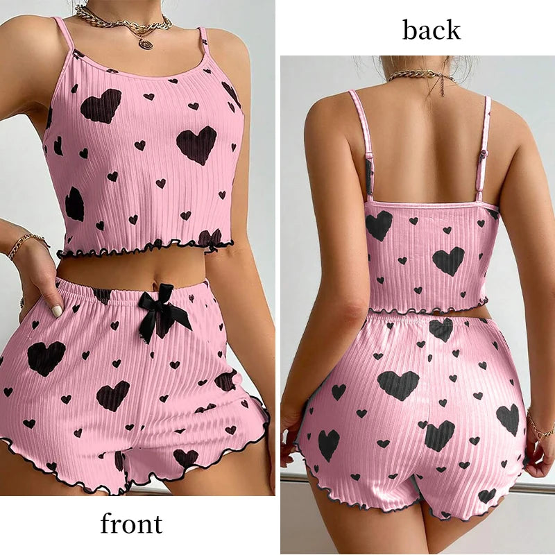 2 PCS Tank Top and Shorts Pajamas Set