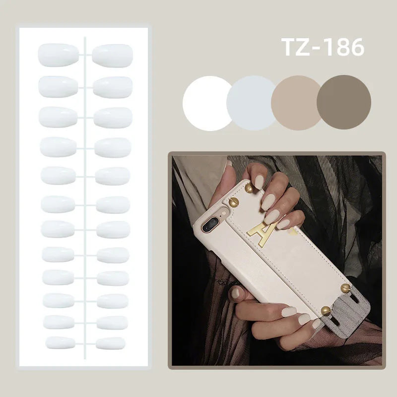 24Pcs Long Coffin French Press on Acrylic Nails