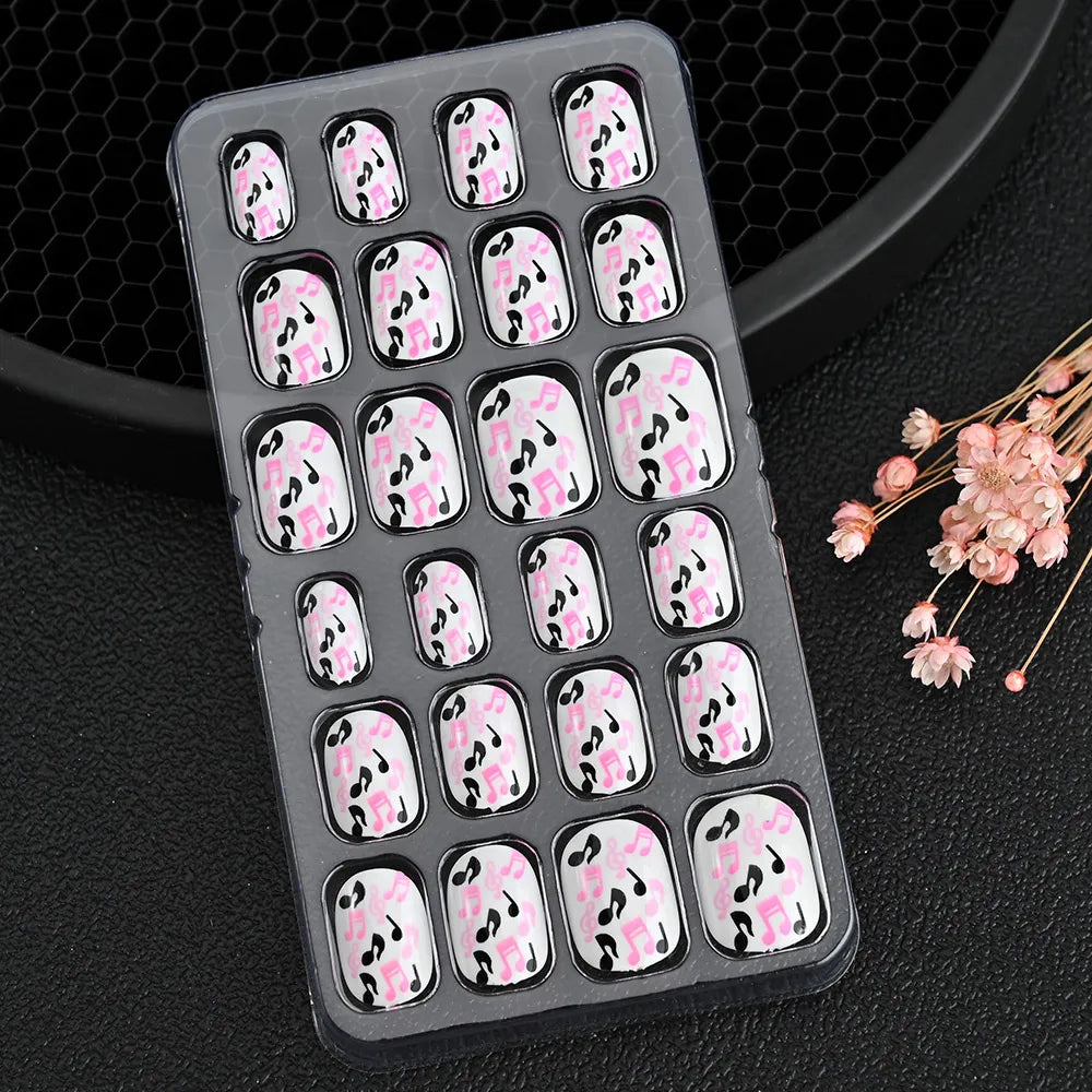 24pcs/box Kids False Press On Nails