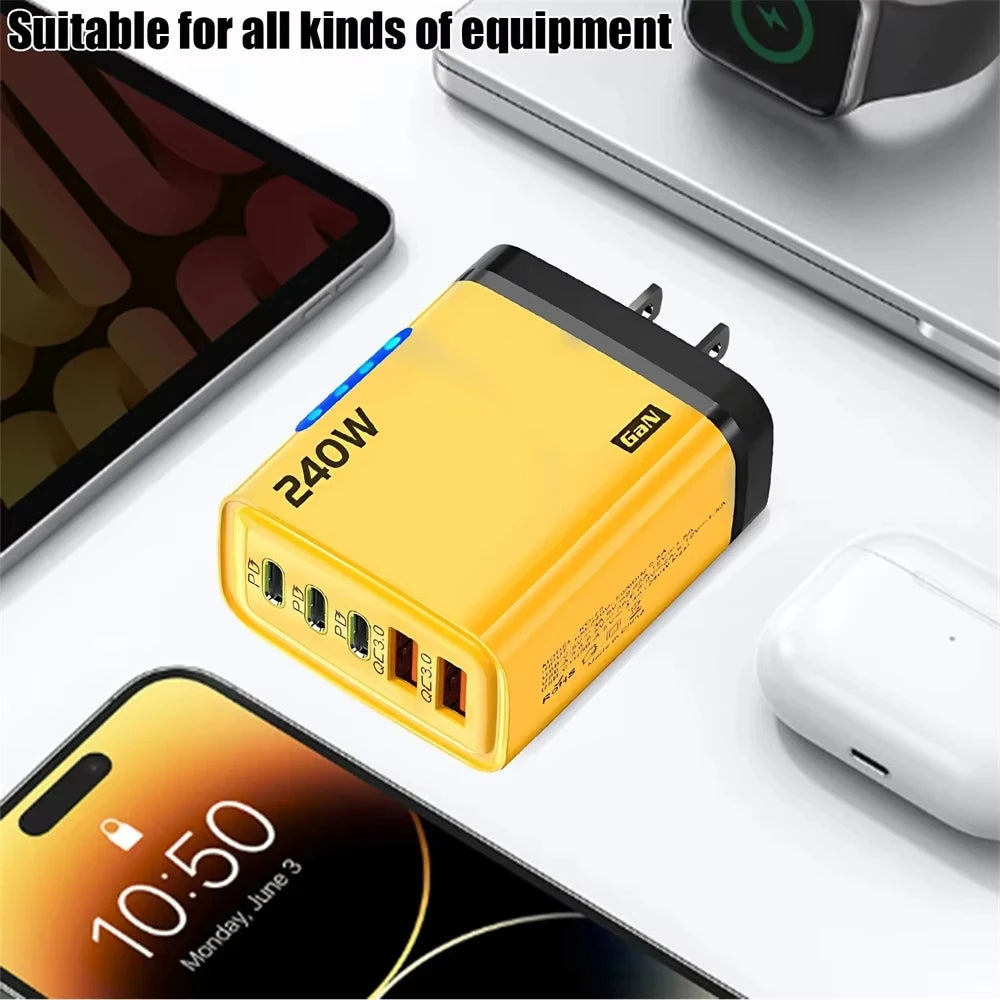 5 in 1 240W GaN Fast Charger With LED Light
