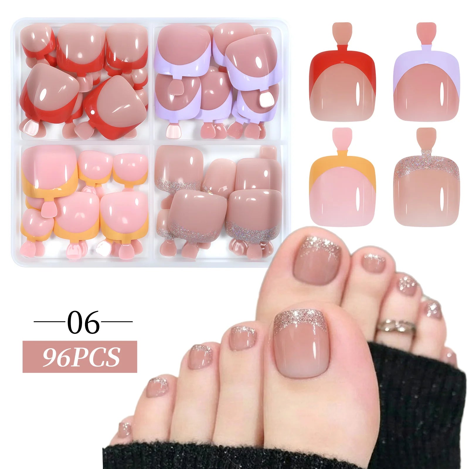 96pcs/Box French/Cat Eye Press On Nails