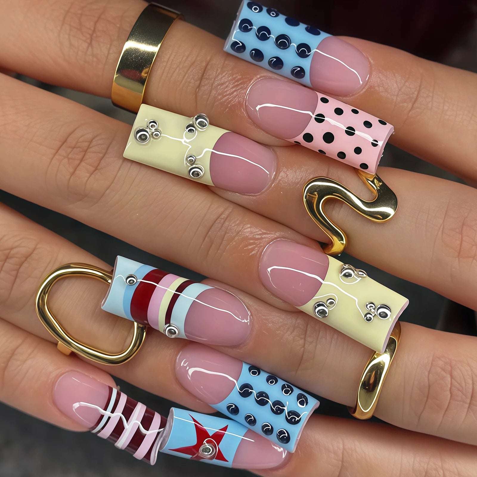 24Pcs Square Press on Nails