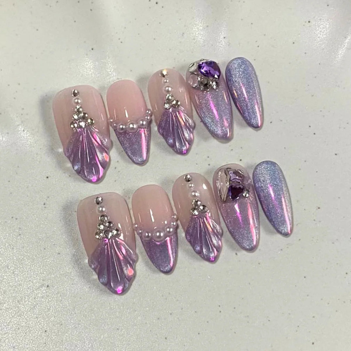 24pcs French Almond Press on Nails