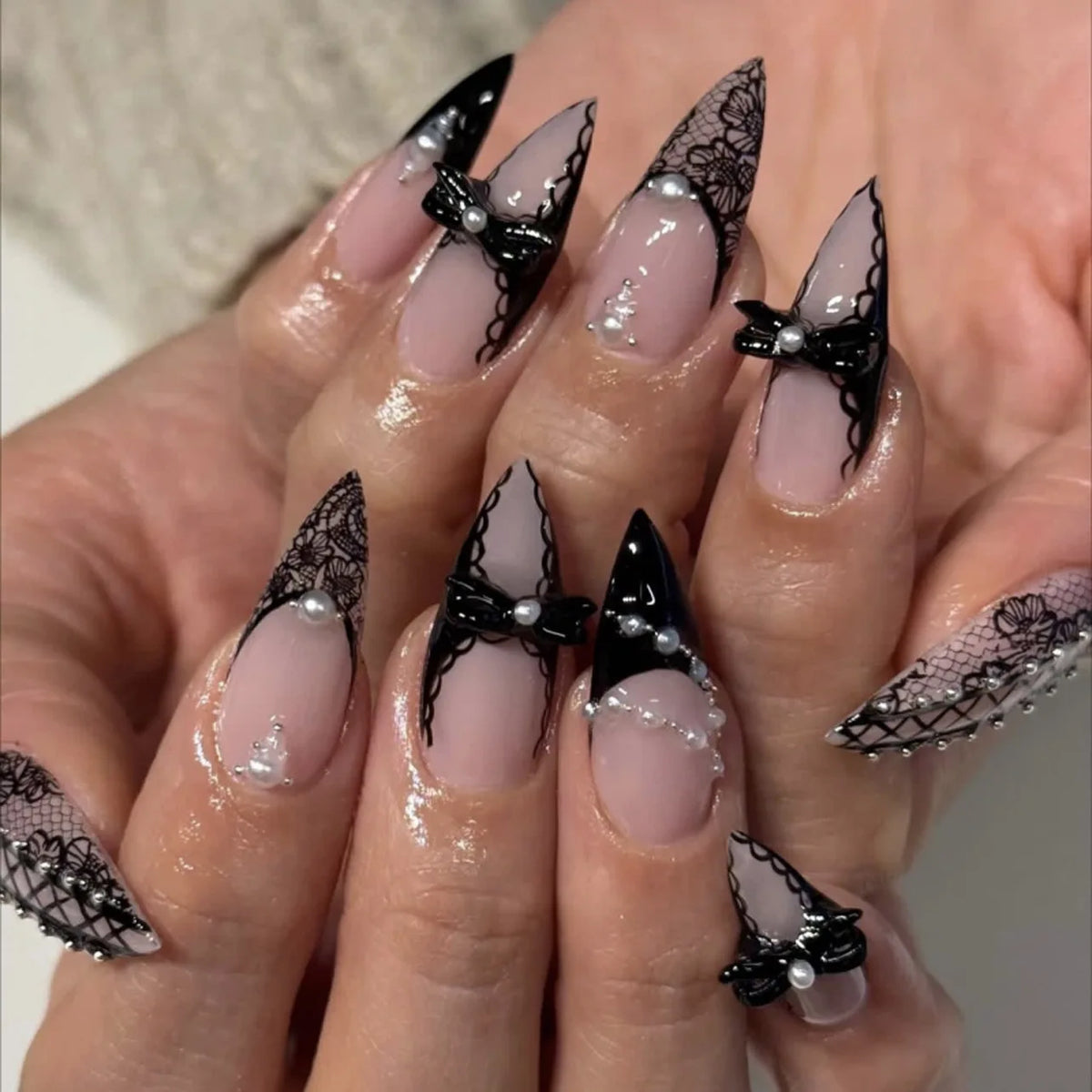 24Pcs Long Stiletto Press on Nails