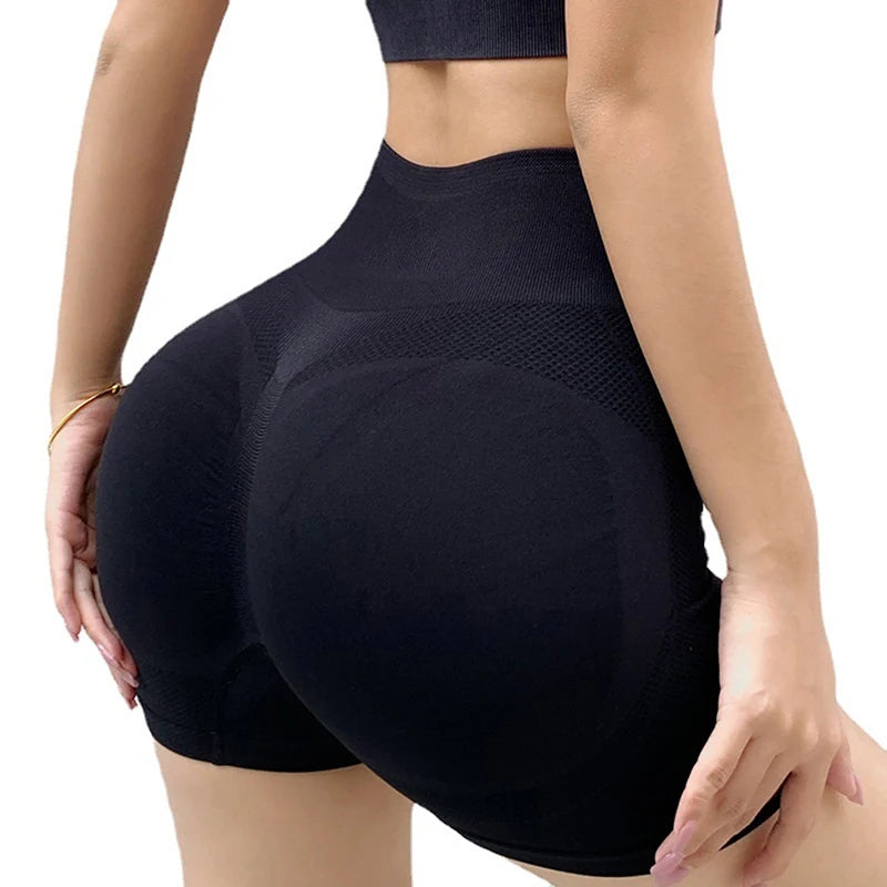 Women Cycling Jogging Fitness High Waist Push Up Gym Shorts