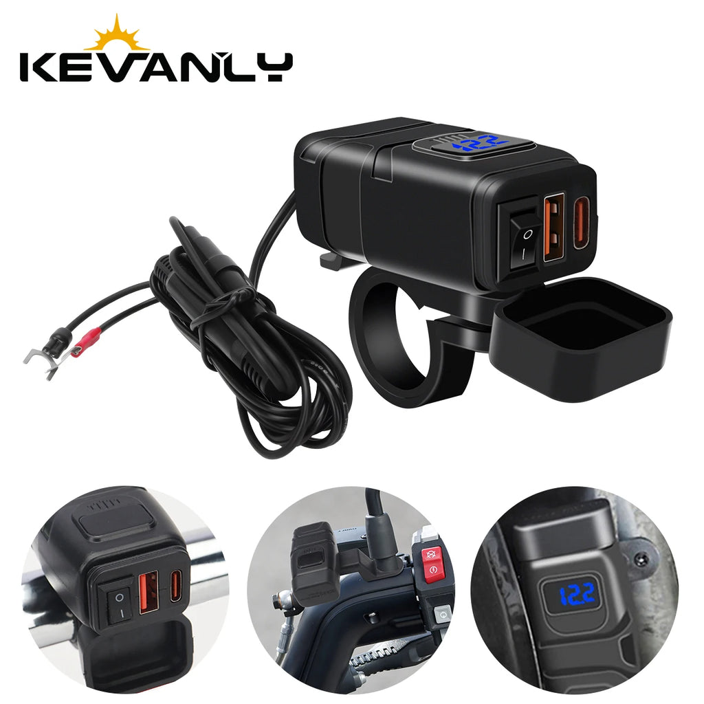 Motorcycle TYPE-C USB Socket QC3.0 Fast Charger