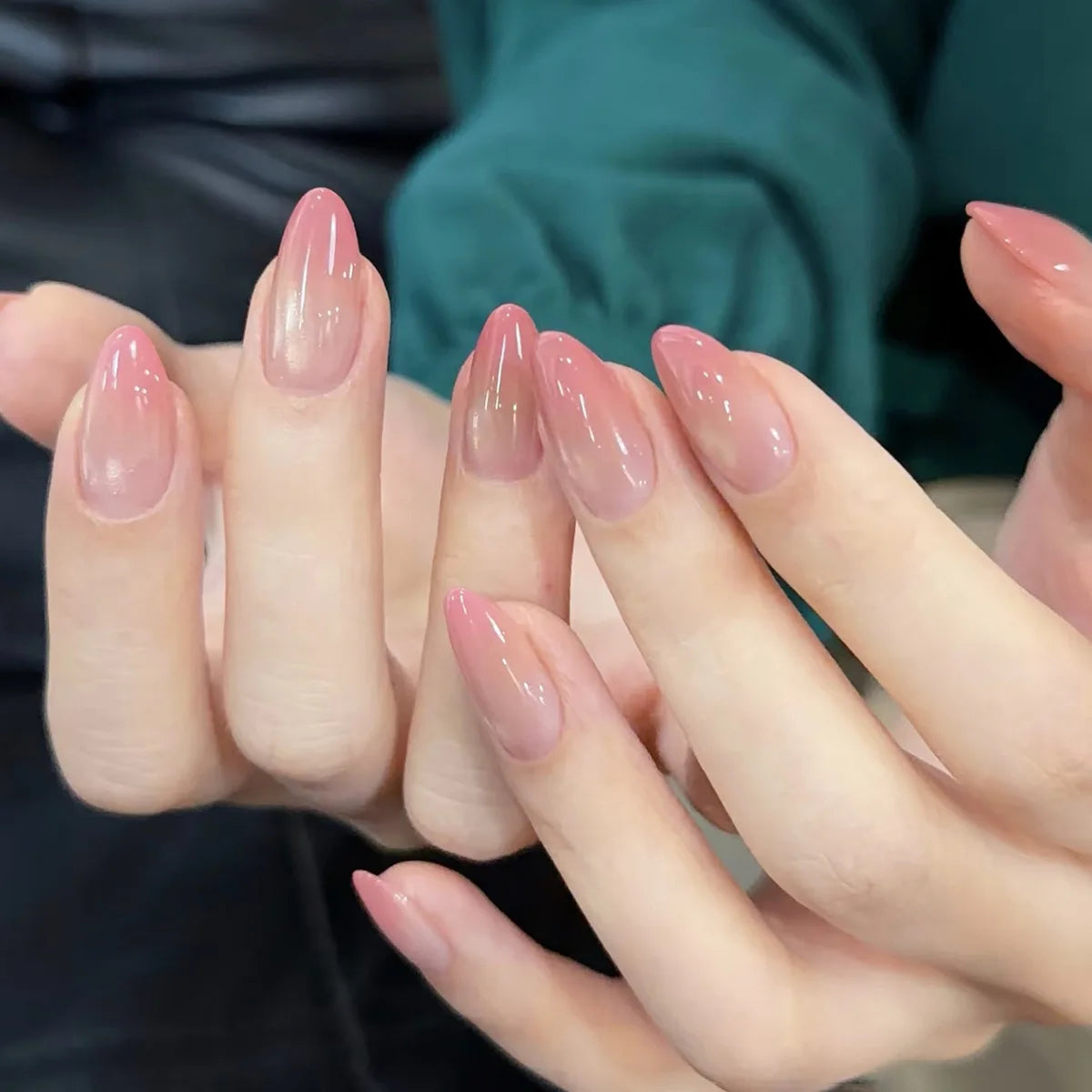 24pcs French Almond Press on Nails