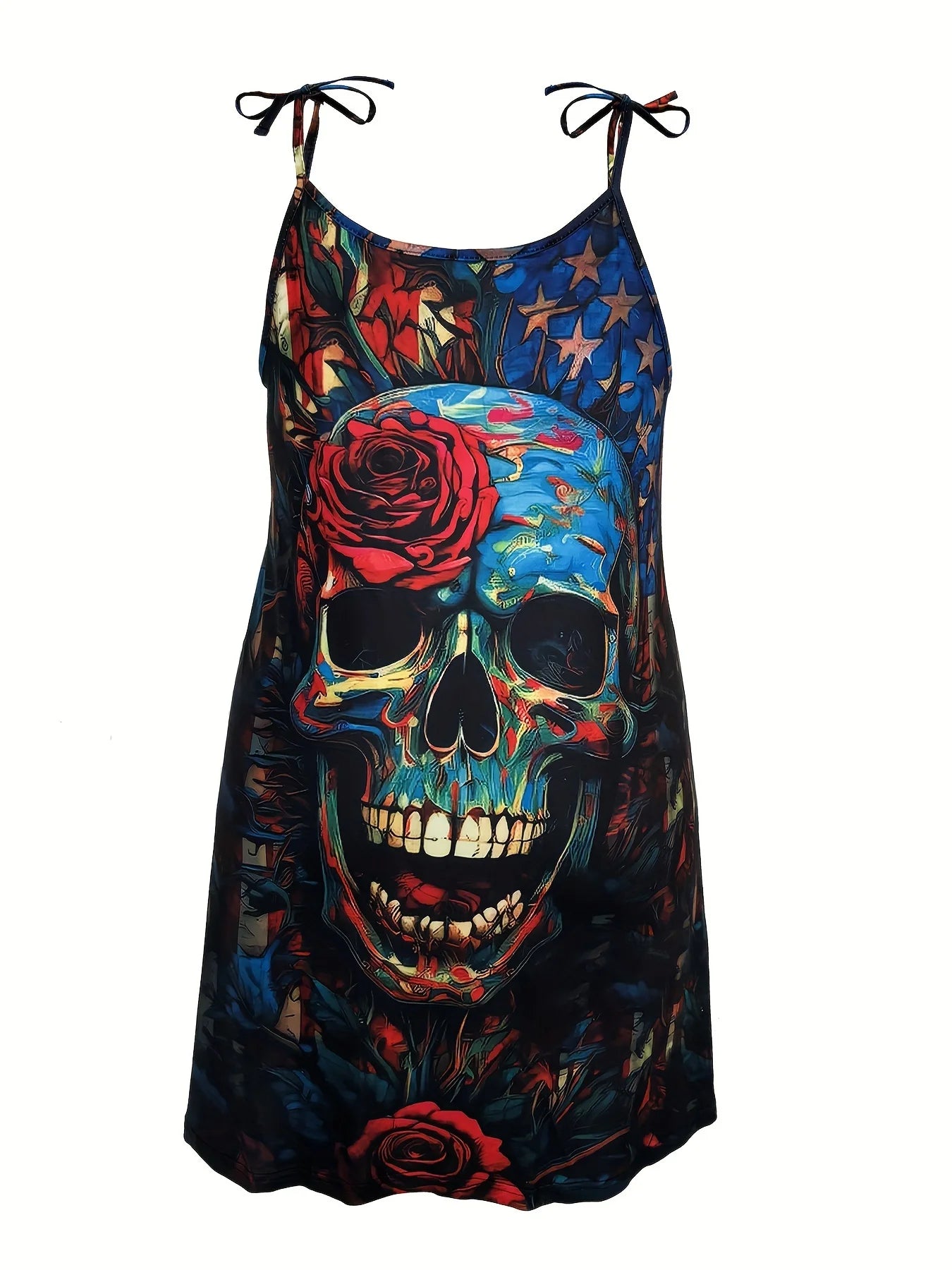 Women's Plus Size Independence Day Skull Print Cami Dress