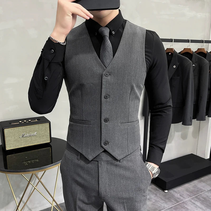 Solid Color Elastic Men's Casual Business Vest