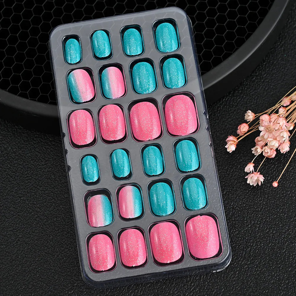 24pcs/box Kids False Press On Nails