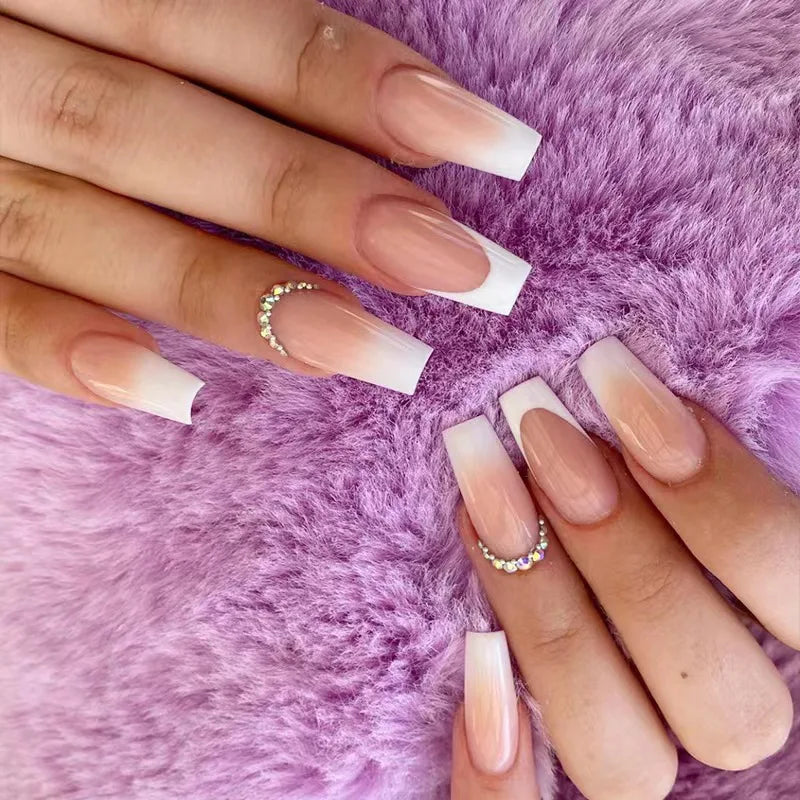 24pc Press on Nails Flower Design Mid-length Ballet