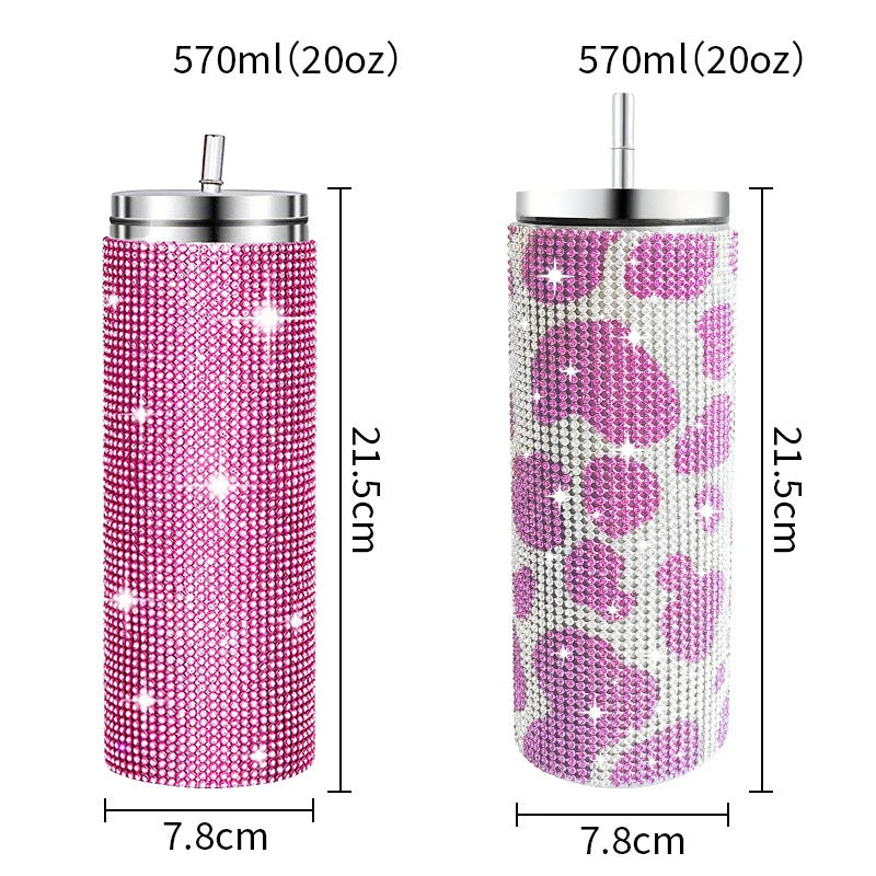Diamond Stainless Steel Tumbler with Straw