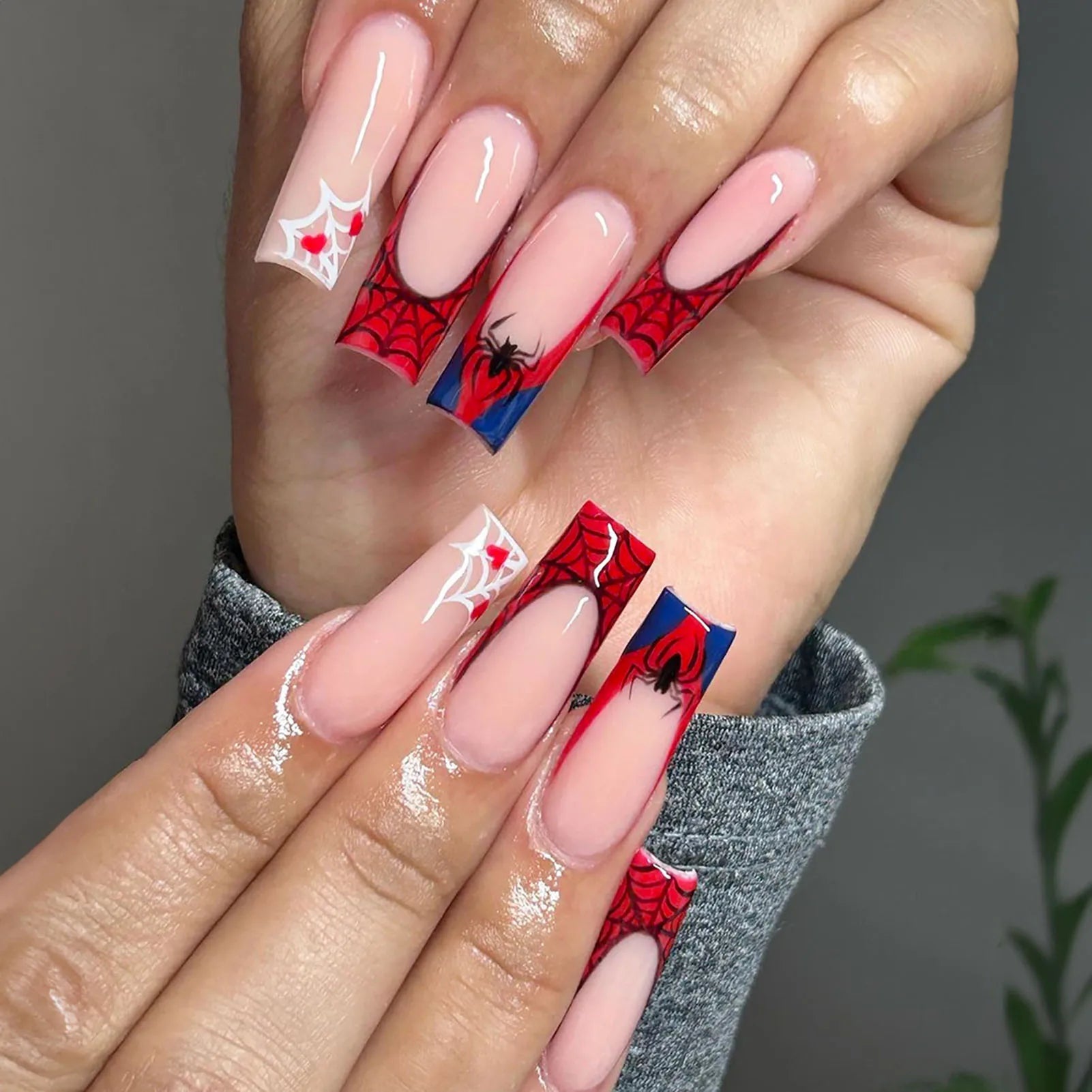 24pcs Glitter Pink Sequins Press on Nails