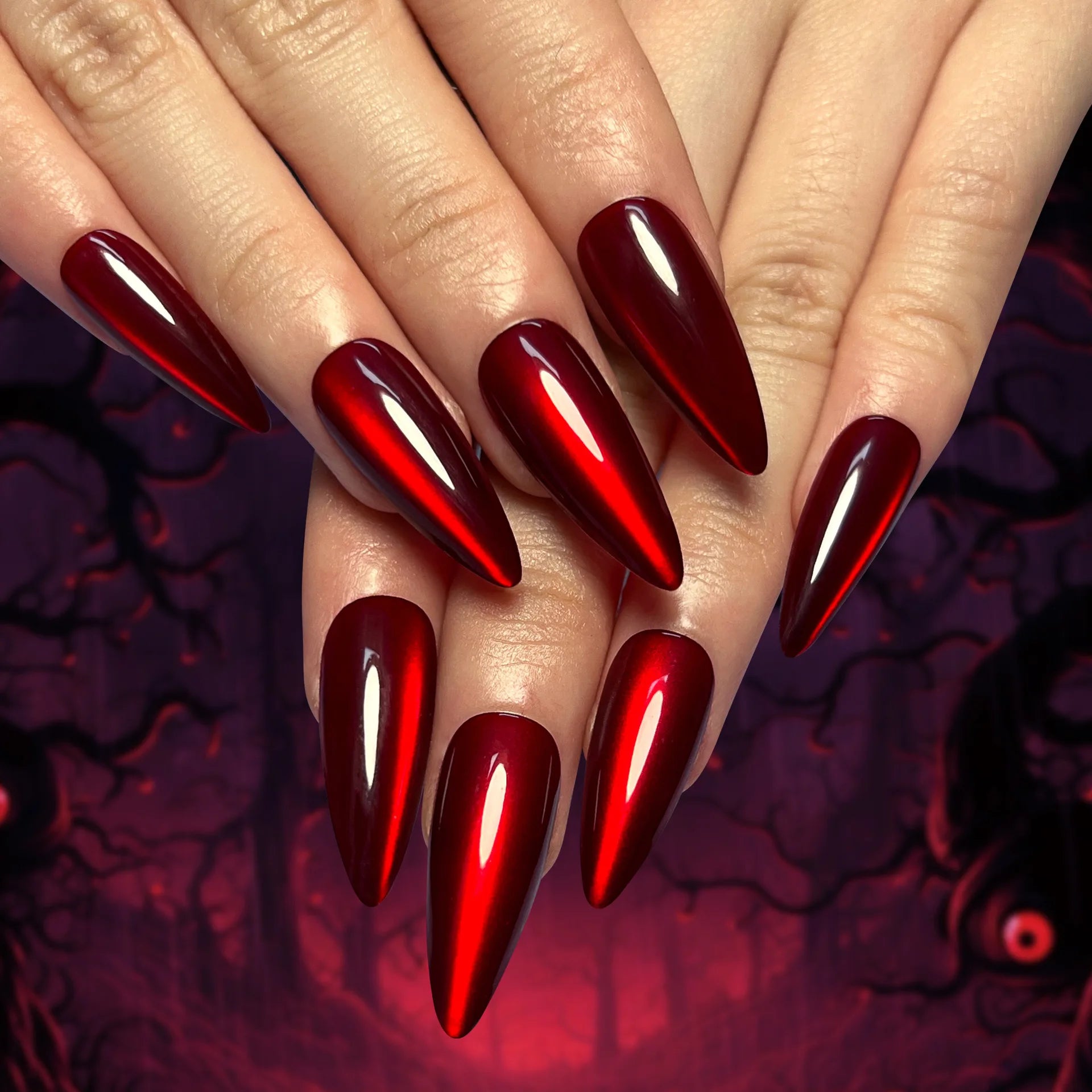 24Pc Black Butterfly Diamond Halloween Long Almond Press on Nails Tips
