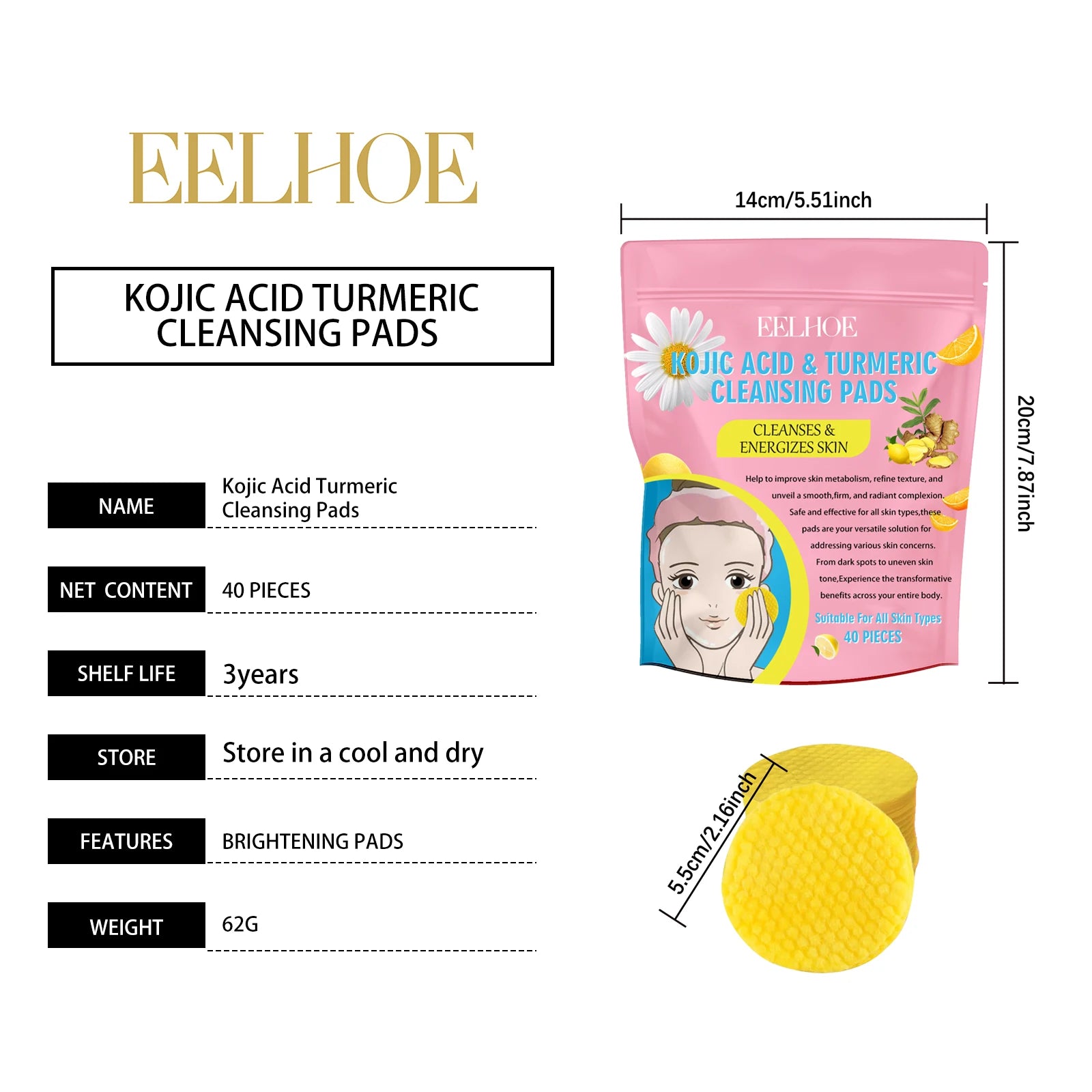 Turmeric Kojic Acid Cleansing Pads