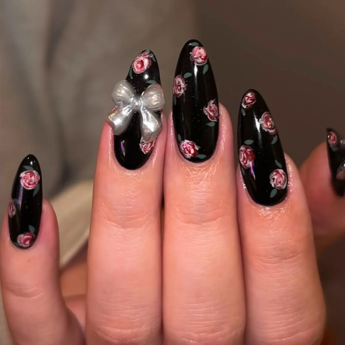 24pcs French Almond Press on Nails