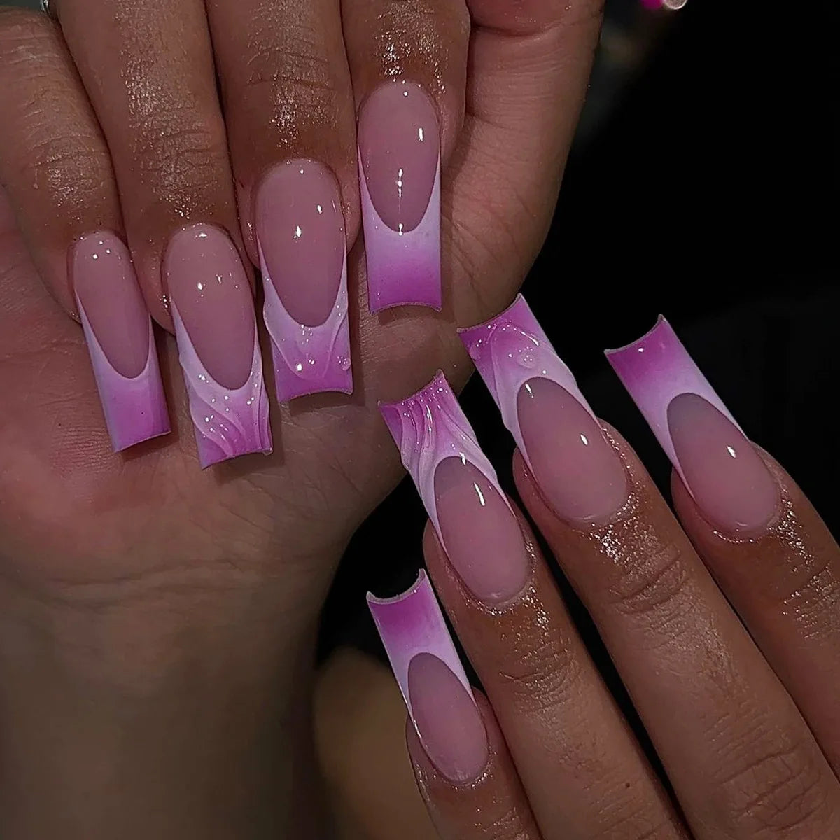 24Pcs Long Square Press on Nails