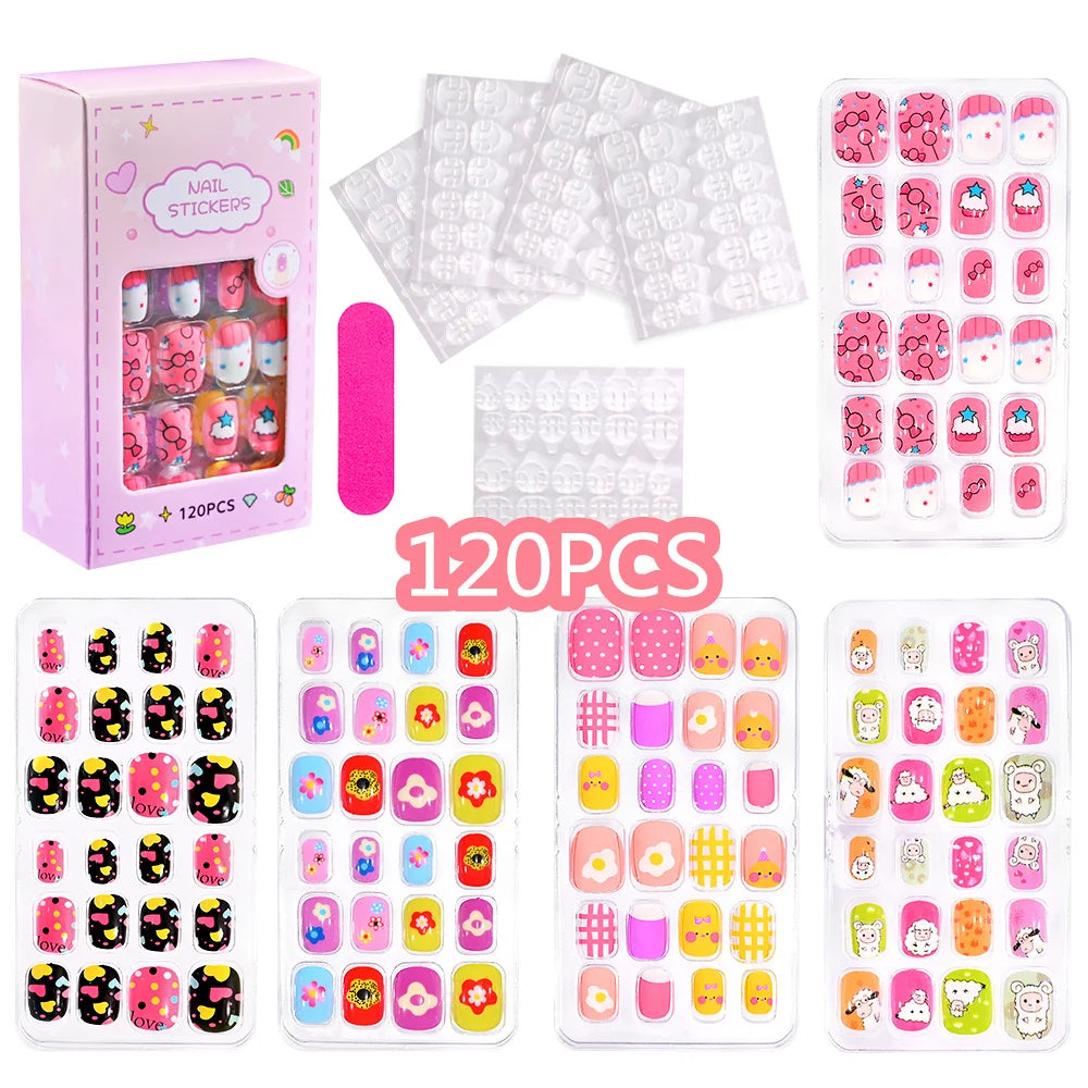 24pcs/box Kids False Press On Nails