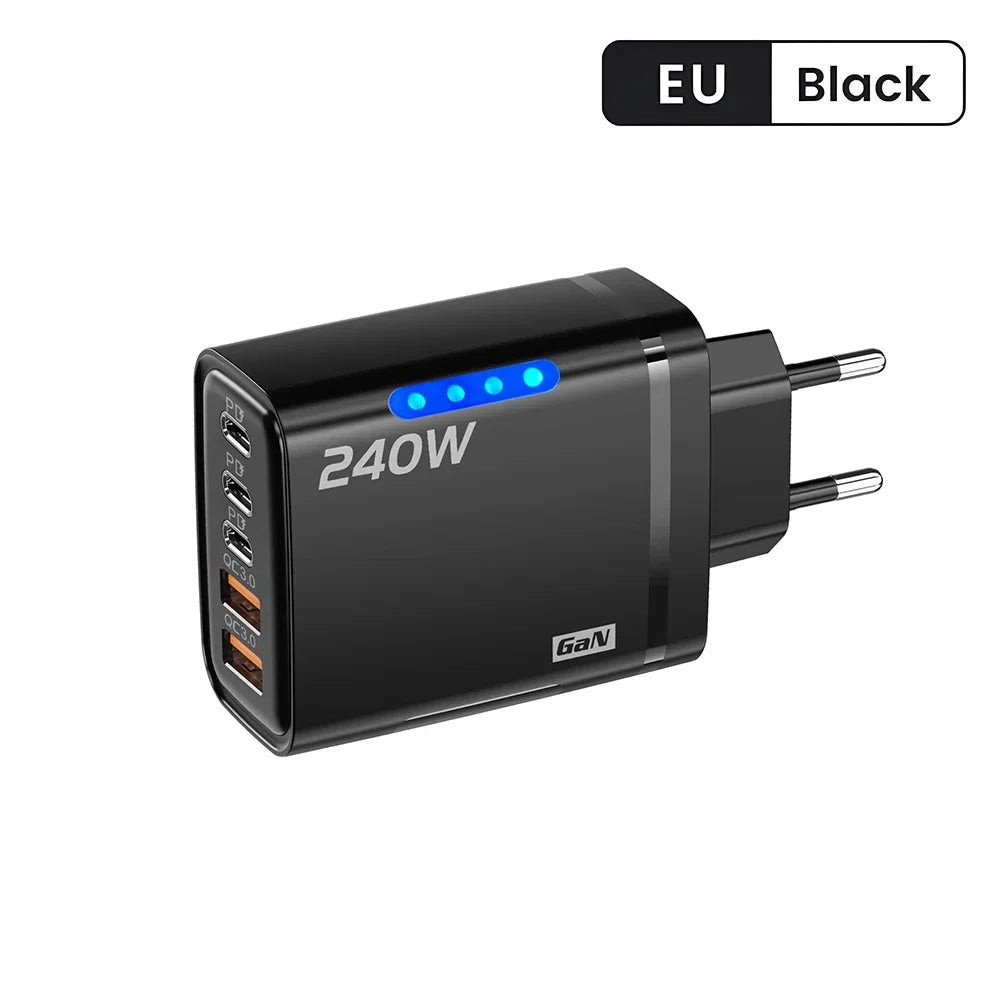 5 in 1 240W GaN Fast Charger With LED Light
