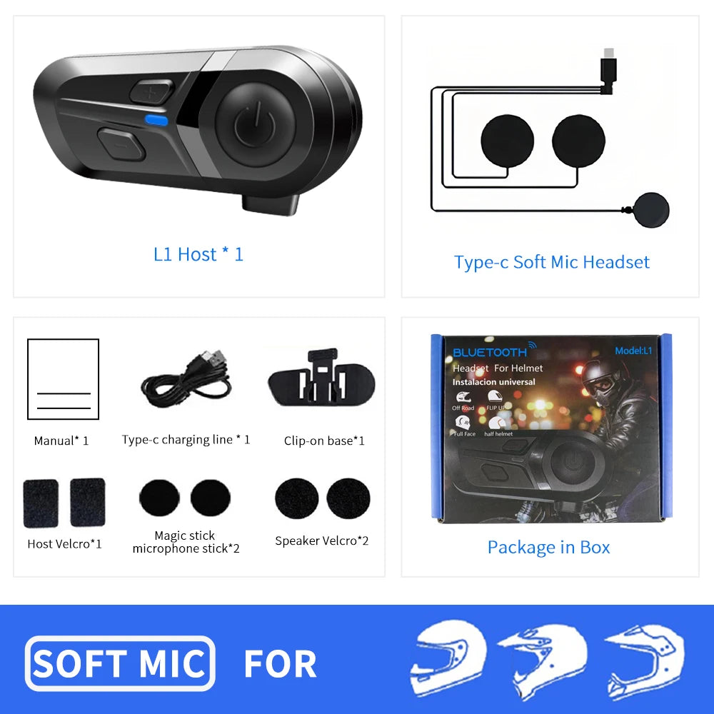 Wireless Motorcycle Helmet Headset Hands-free
