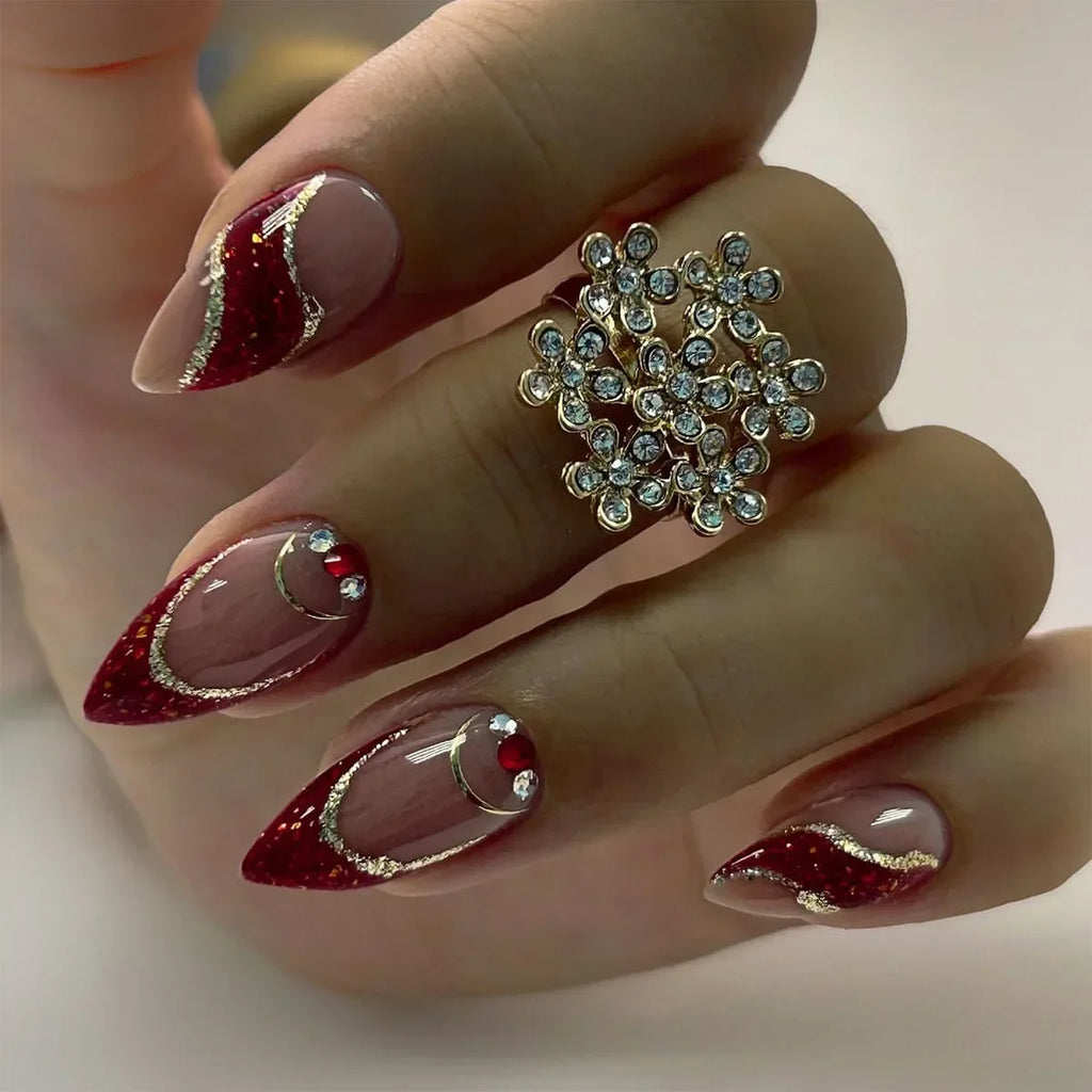 24Pcs Almond Press on Nails