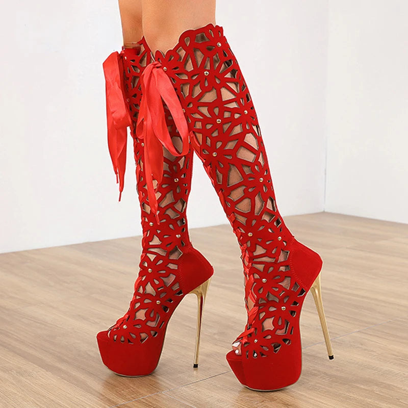 Hollow Out Over The Knee Boots