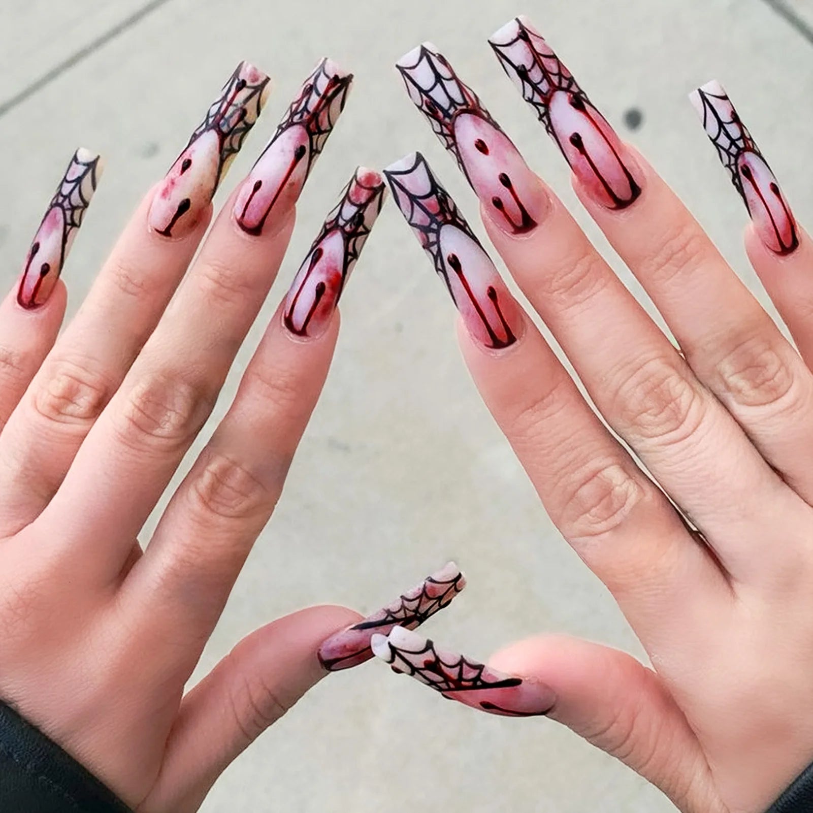 24pcs Glitter Pink Sequins Press on Nails