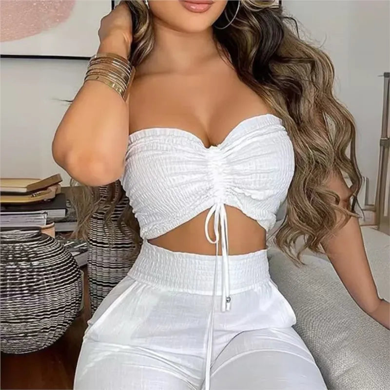 Women's 2-piece Set Bandeau Wide-leg Trousers